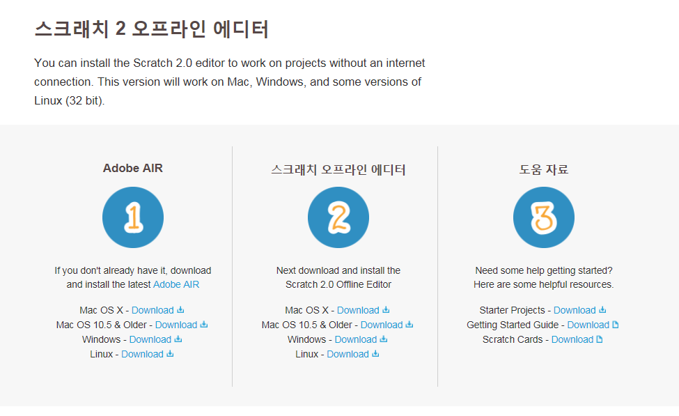 오프라인 에디터 다운로드 화면